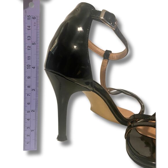 EUC US 8 Black Patent T-Strap Heels - Picture 4 of 5